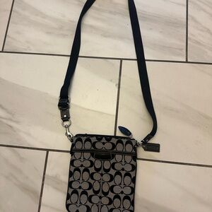 Coach Signature Black and Gray Crossbody Bag